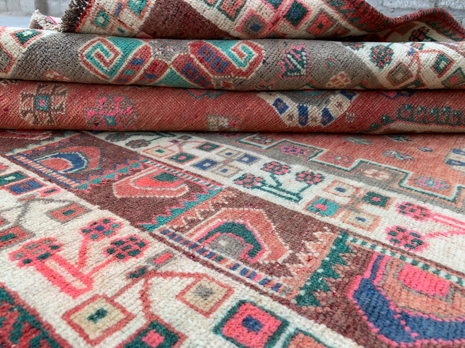 8'8 x 5'9 Hand-Knotted Persian Wool Rug - Blush Tribal Geometric Area Rug - KBHM-658