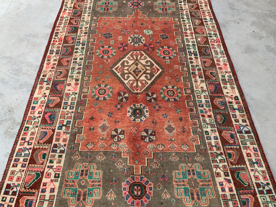 8'8 x 5'9 Hand-Knotted Persian Wool Rug - Blush Tribal Geometric Area Rug - KBHM-658