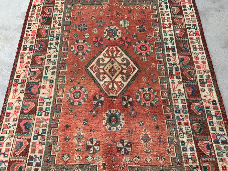 8'8 x 5'9 Hand-Knotted Persian Wool Rug - Blush Tribal Geometric Area Rug - KBHM-658