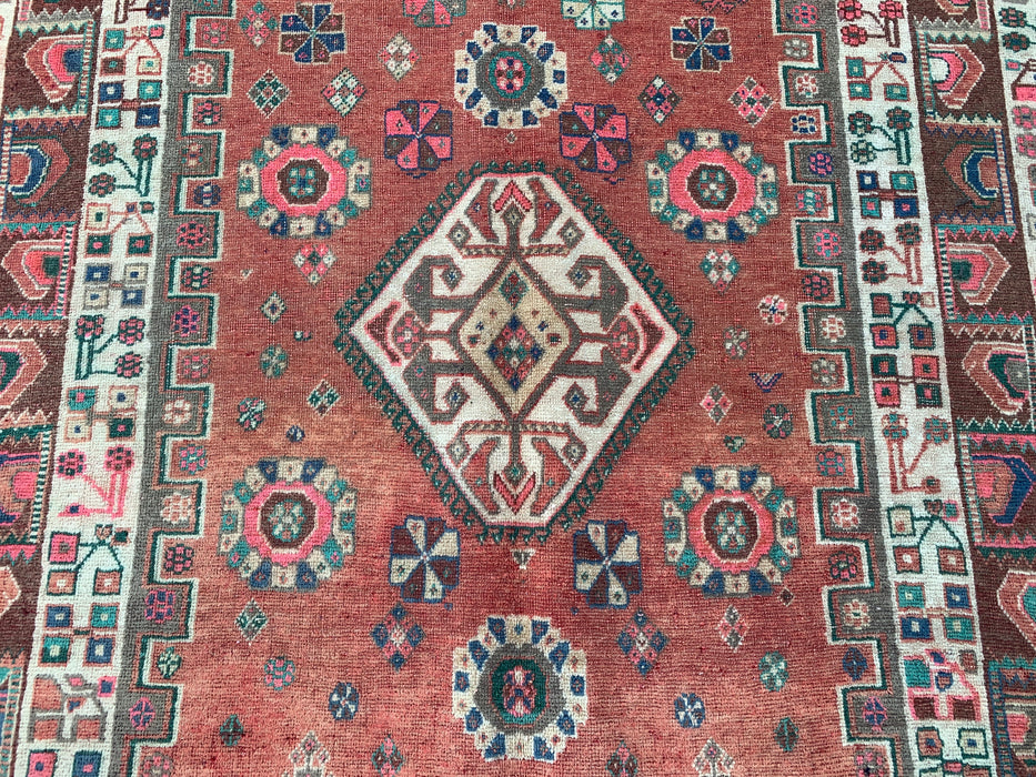 8'8 x 5'9 Hand-Knotted Persian Wool Rug - Blush Tribal Geometric Area Rug - KBHM-658
