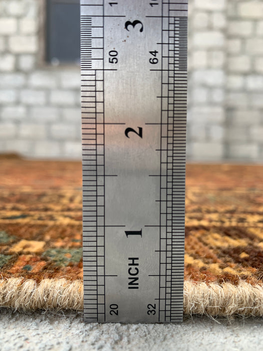 Handgemaakt Perzisch wollen vloerkleed 7x10 - Bruin tribaal geometrisch Perzisch stijl vloerkleed - Exacte afmeting 10'0" x 6'8" - KBHM-659