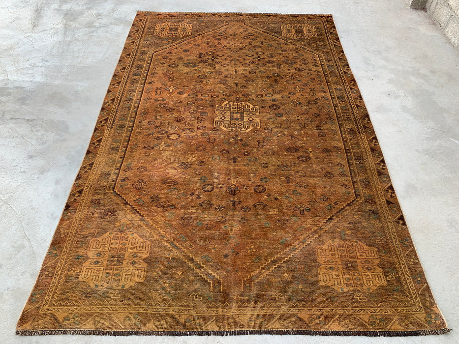 Handgemaakt Perzisch wollen vloerkleed 7x10 - Bruin tribaal geometrisch Perzisch stijl vloerkleed - Exacte afmeting 10'0" x 6'8" - KBHM-659