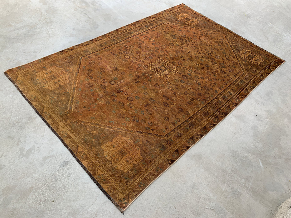 Handgemaakt Perzisch wollen vloerkleed 7x10 - Bruin tribaal geometrisch Perzisch stijl vloerkleed - Exacte afmeting 10'0" x 6'8" - KBHM-659
