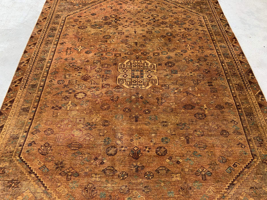 Handgemaakt Perzisch wollen vloerkleed 7x10 - Bruin tribaal geometrisch Perzisch stijl vloerkleed - Exacte afmeting 10'0" x 6'8" - KBHM-659