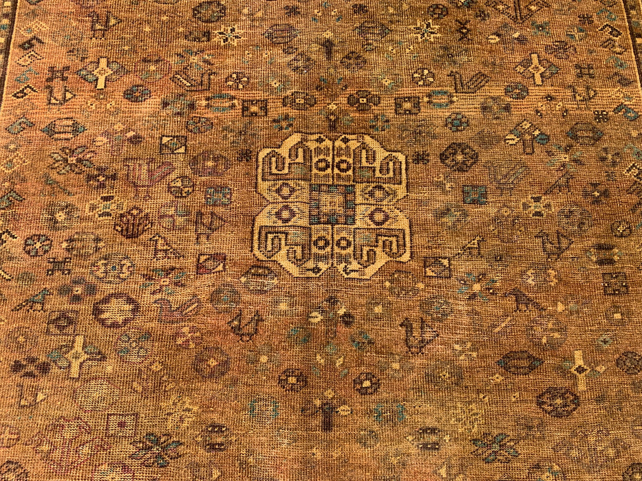 Handgemaakt Perzisch wollen vloerkleed 7x10 - Bruin tribaal geometrisch Perzisch stijl vloerkleed - Exacte afmeting 10'0" x 6'8" - KBHM-659