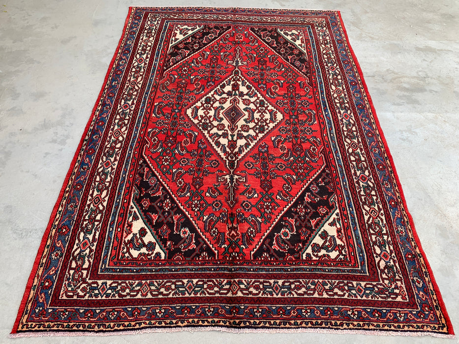 Handgemaakt Perzisch wollen vloerkleed 213x305 cm - Rood traditioneel medaillon Perzisch stijl kleed - Exacte afmeting 305 cm x 213 cm - KBHM-660