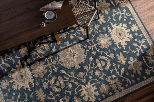 Caesar Handmade Wool Rug — Navy / Beige | CAE-1154