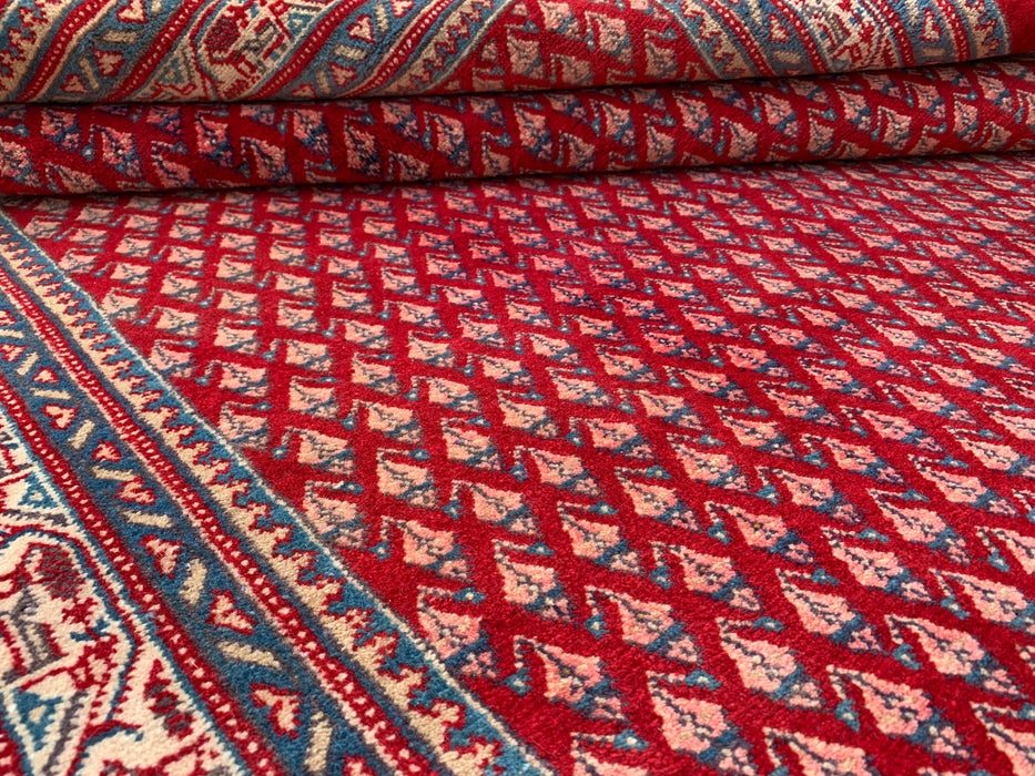 216 x 140 cm handgeknoopt Perzisch wollen vloerkleed - Rood geometrisch traditioneel tapijt - KBHM-662