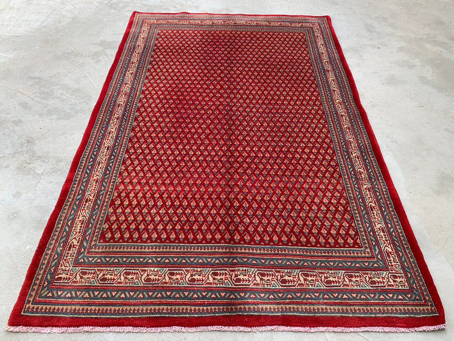 216 x 140 cm handgeknoopt Perzisch wollen vloerkleed - Rood geometrisch traditioneel tapijt - KBHM-662