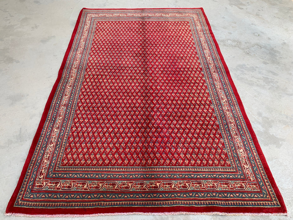 216 x 140 cm handgeknoopt Perzisch wollen vloerkleed - Rood geometrisch traditioneel tapijt - KBHM-662