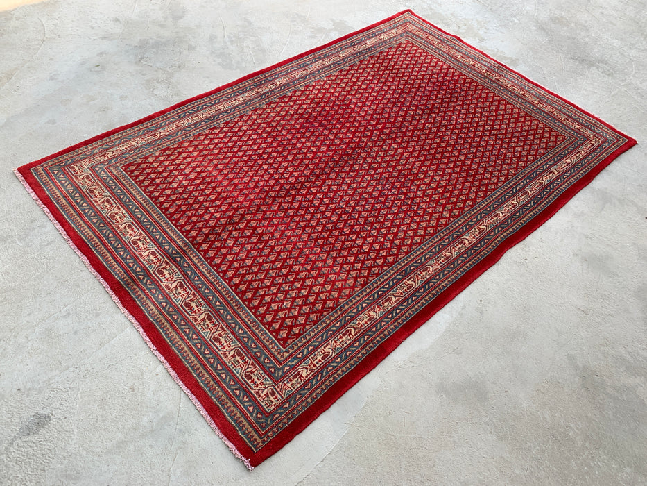 216 x 140 cm handgeknoopt Perzisch wollen vloerkleed - Rood geometrisch traditioneel tapijt - KBHM-662