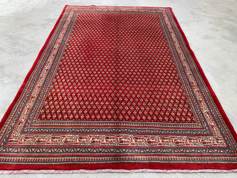 216 x 140 cm handgeknoopt Perzisch wollen vloerkleed - Rood geometrisch traditioneel tapijt - KBHM-662