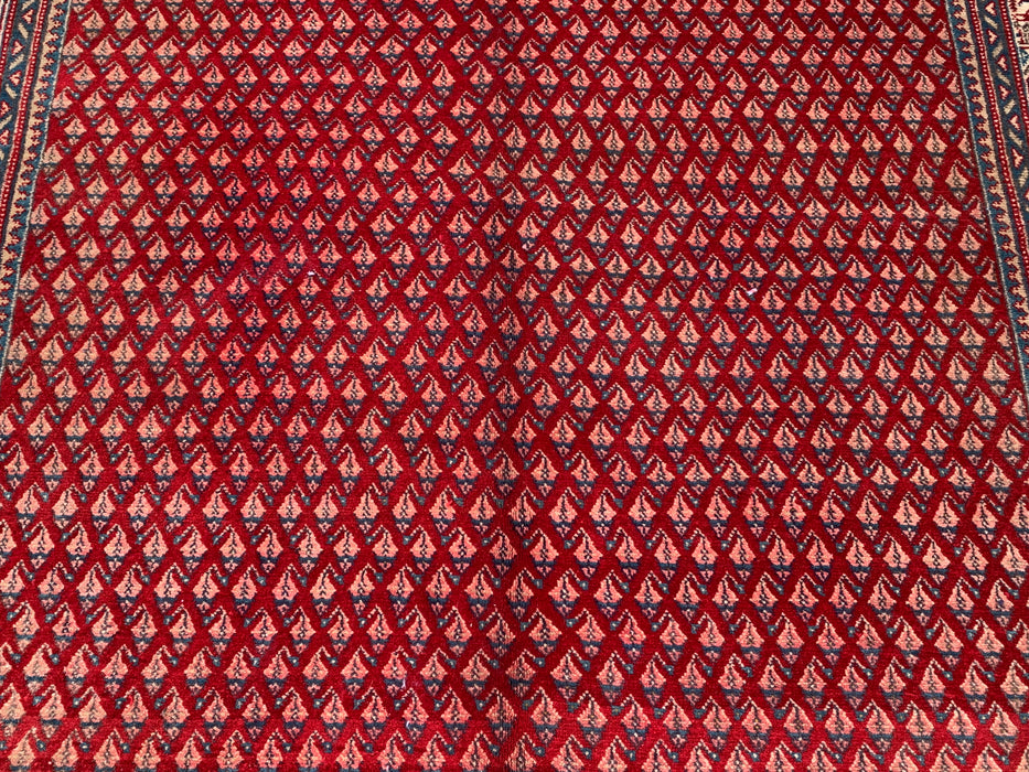 216 x 140 cm handgeknoopt Perzisch wollen vloerkleed - Rood geometrisch traditioneel tapijt - KBHM-662