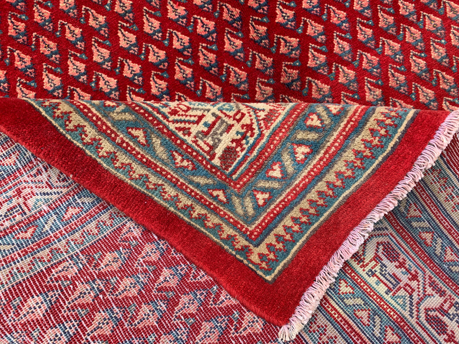 216 x 140 cm handgeknoopt Perzisch wollen vloerkleed - Rood geometrisch traditioneel tapijt - KBHM-662