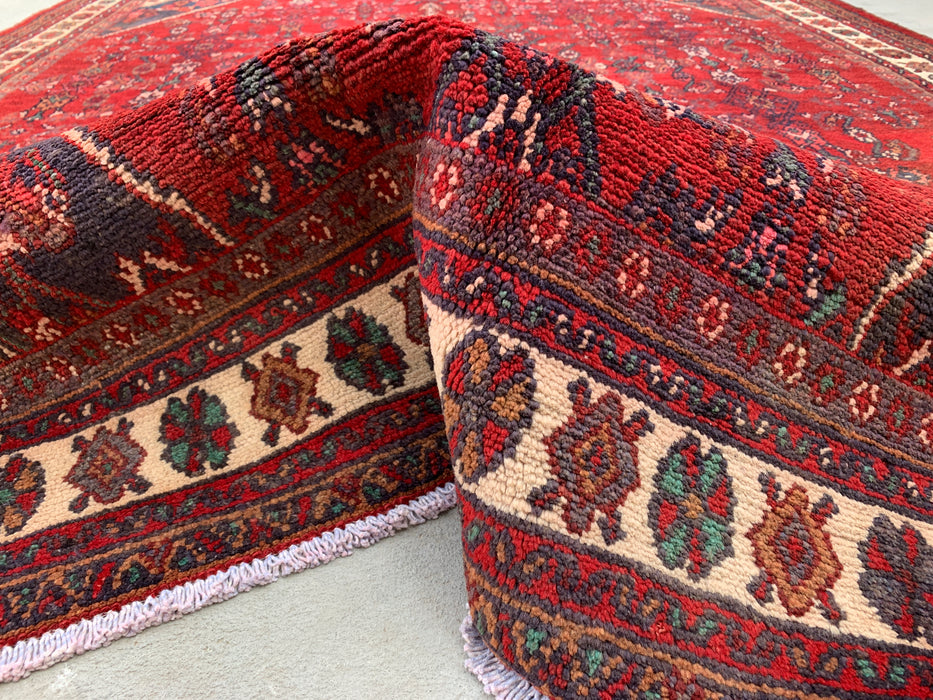 Handmade Persian Wool Area Rug 7x10 - Red Floral Medallion Persian Style Rug - Exact Size 9'2" x 6'10" - KBHM-663