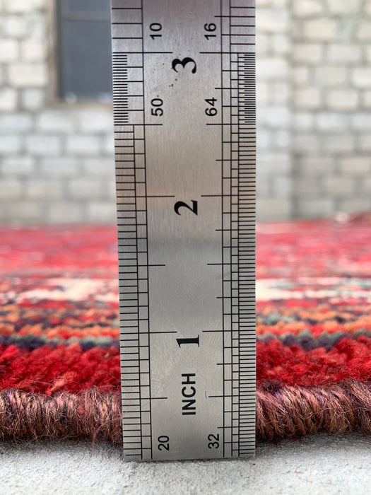 Handmade Persian Wool Area Rug 7x10 - Red Floral Medallion Persian Style Rug - Exact Size 9'2" x 6'10" - KBHM-663