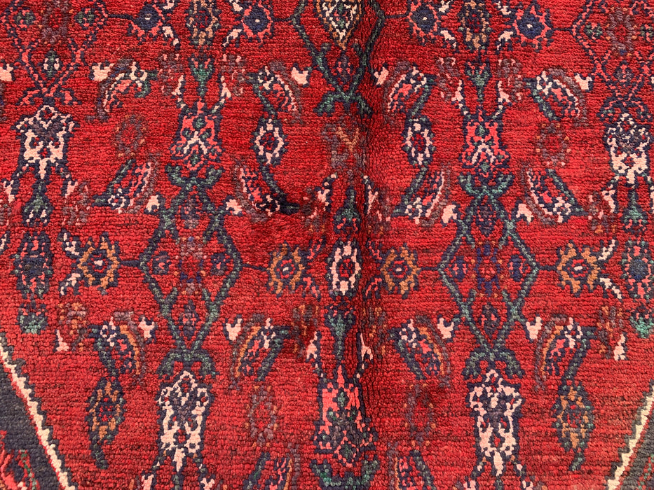 Handmade Persian Wool Area Rug 7x10 - Red Floral Medallion Persian Style Rug - Exact Size 9'2" x 6'10" - KBHM-663