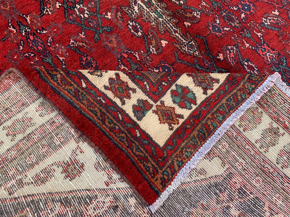 Handmade Persian Wool Area Rug 7x10 - Red Floral Medallion Persian Style Rug - Exact Size 9'2" x 6'10" - KBHM-663