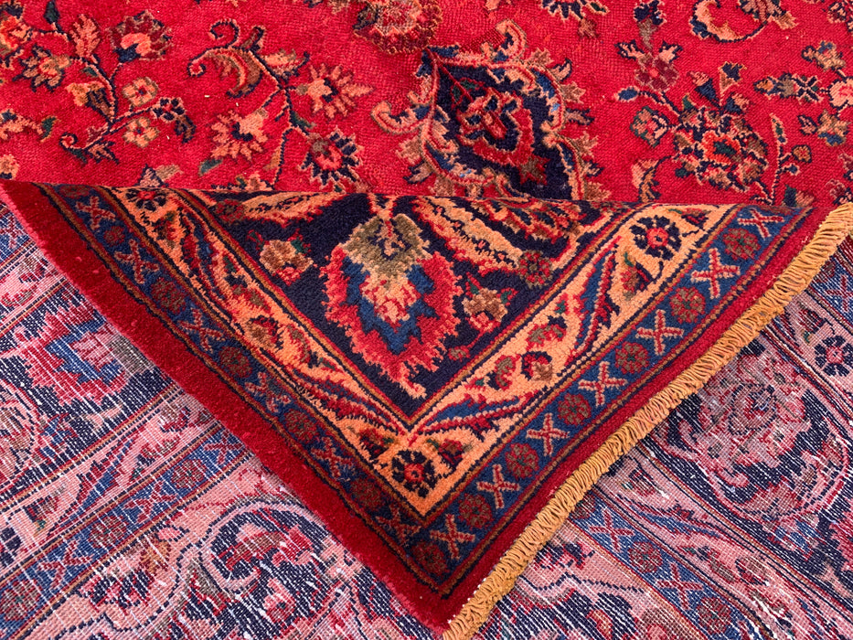 Handgemaakt Perzisch wollen vloerkleed 215x305 cm - Rood Perzisch tapijt met bloemenmedaillon - Exacte afmeting 290 cm x 191 cm - KBHM-664