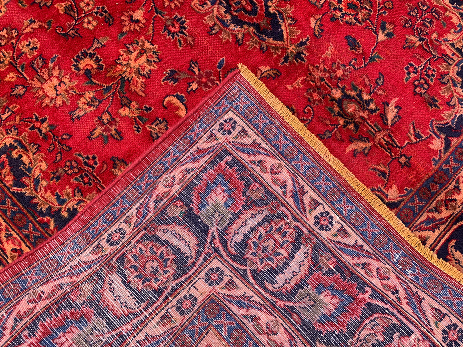 Handgemaakt Perzisch wollen vloerkleed 215x305 cm - Rood Perzisch tapijt met bloemenmedaillon - Exacte afmeting 290 cm x 191 cm - KBHM-664