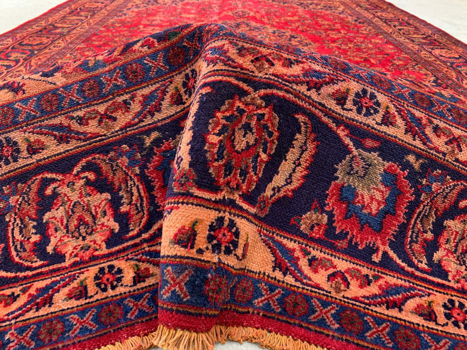 Handgemaakt Perzisch wollen vloerkleed 215x305 cm - Rood Perzisch tapijt met bloemenmedaillon - Exacte afmeting 290 cm x 191 cm - KBHM-664