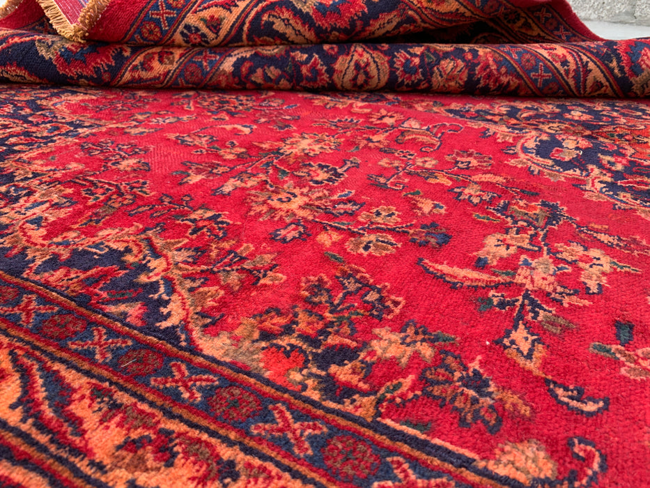 Handgemaakt Perzisch wollen vloerkleed 215x305 cm - Rood Perzisch tapijt met bloemenmedaillon - Exacte afmeting 290 cm x 191 cm - KBHM-664