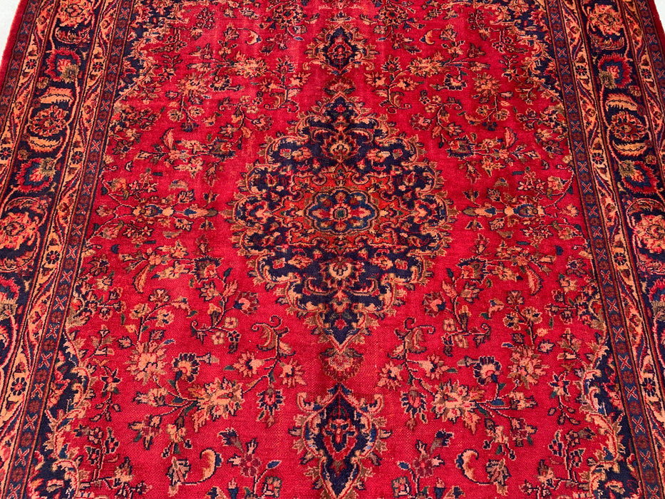 Handgemaakt Perzisch wollen vloerkleed 215x305 cm - Rood Perzisch tapijt met bloemenmedaillon - Exacte afmeting 290 cm x 191 cm - KBHM-664