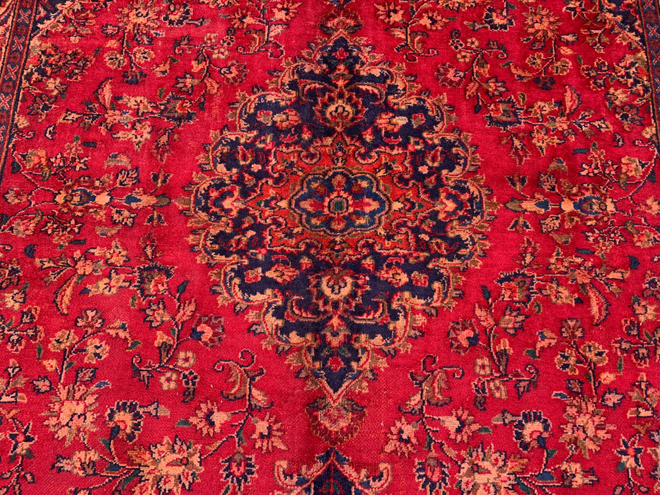 Handgemaakt Perzisch wollen vloerkleed 215x305 cm - Rood Perzisch tapijt met bloemenmedaillon - Exacte afmeting 290 cm x 191 cm - KBHM-664