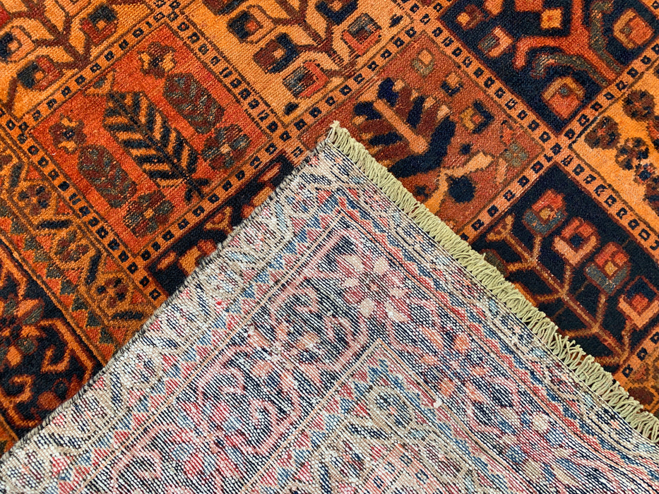 Handgemaakt Perzisch wollen vloerkleed 213x305 cm - Perzisch stijl kleed met roestkleurige geometrische panelen - Exacte afmeting 290 cm x 203 cm - KBHM-665