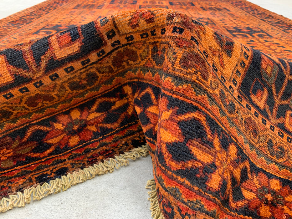 Handgemaakt Perzisch wollen vloerkleed 213x305 cm - Perzisch stijl kleed met roestkleurige geometrische panelen - Exacte afmeting 290 cm x 203 cm - KBHM-665