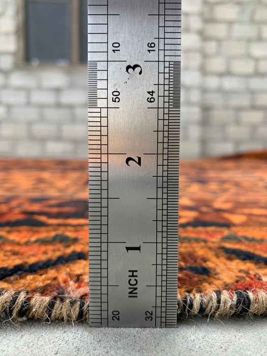 Handgemaakt Perzisch wollen vloerkleed 213x305 cm - Perzisch stijl kleed met roestkleurige geometrische panelen - Exacte afmeting 290 cm x 203 cm - KBHM-665