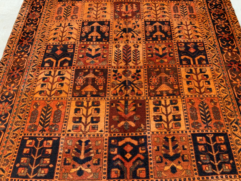 Handgemaakt Perzisch wollen vloerkleed 213x305 cm - Perzisch stijl kleed met roestkleurige geometrische panelen - Exacte afmeting 290 cm x 203 cm - KBHM-665