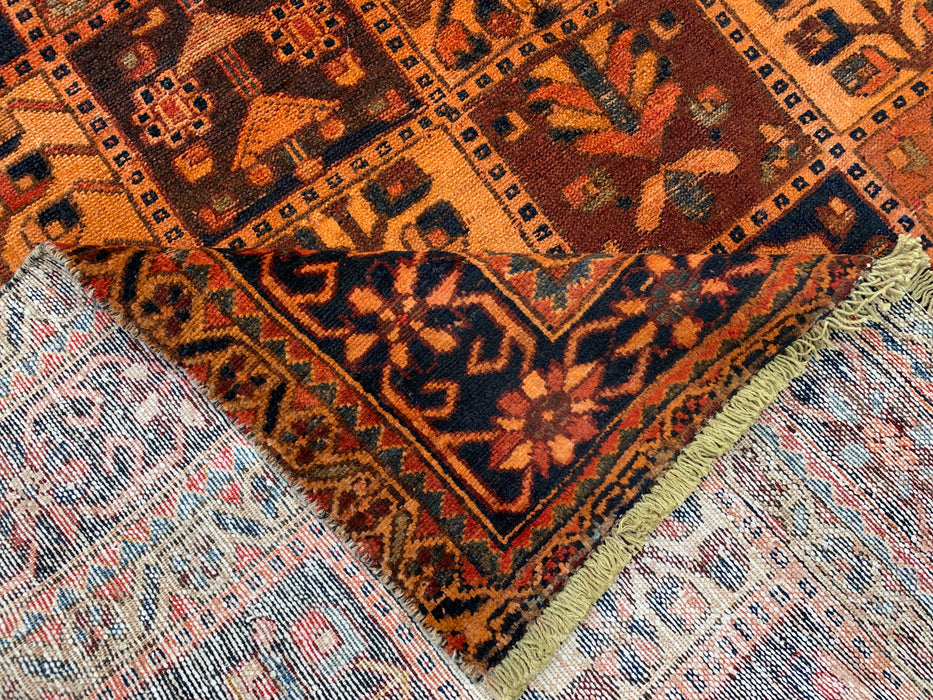 Handgemaakt Perzisch wollen vloerkleed 213x305 cm - Perzisch stijl kleed met roestkleurige geometrische panelen - Exacte afmeting 290 cm x 203 cm - KBHM-665