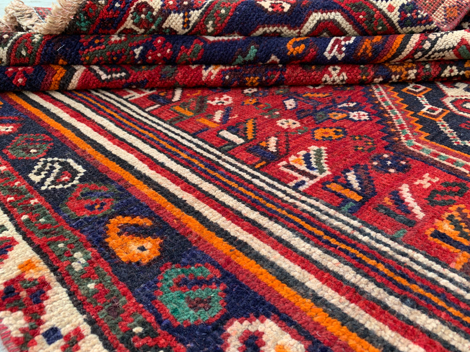 8'3 x 4'9 Handgeknoopt Perzisch wollen vloerkleed - Rood tribaal medaillon karpet - KBHM-666