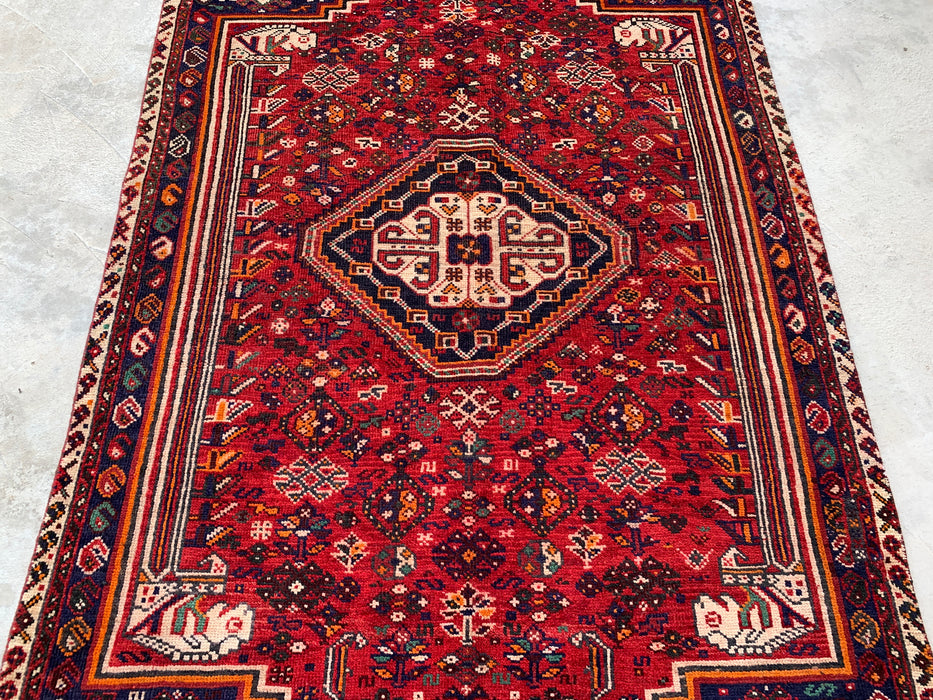 8'3 x 4'9 Handgeknoopt Perzisch wollen vloerkleed - Rood tribaal medaillon karpet - KBHM-666