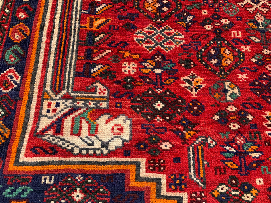 8'3 x 4'9 Handgeknoopt Perzisch wollen vloerkleed - Rood tribaal medaillon karpet - KBHM-666