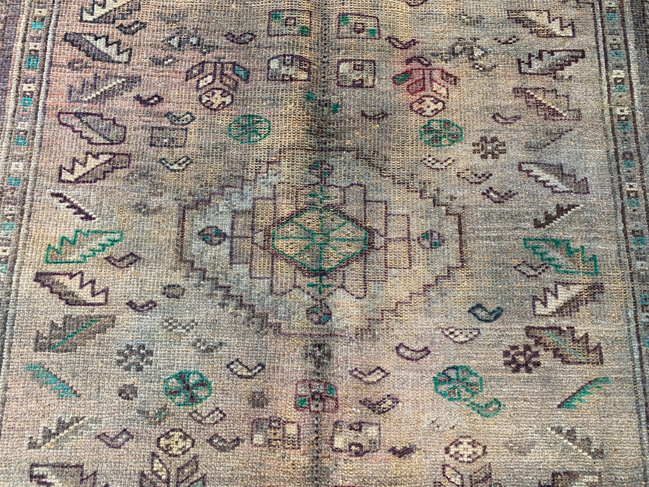 7'11 x 4'2 handgeknoopt Perzisch wollen tapijt - Bruin tribaal geometrisch vloerkleed - KBHM-667