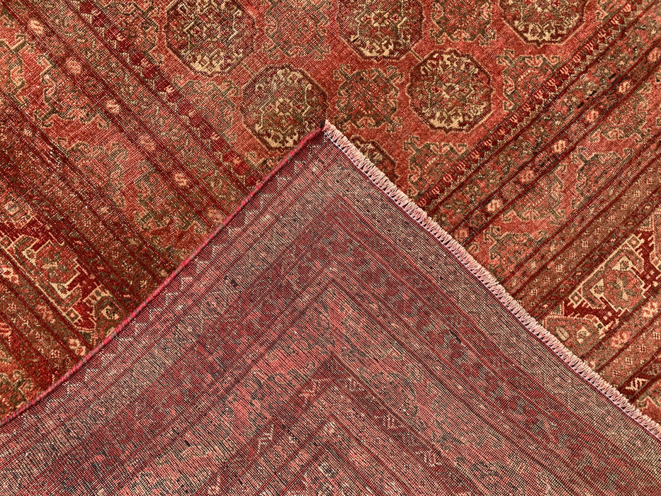 Handmade Persian Wool Area Rug 7x10 - Red Traditional Geometric Persian Style Rug - Exact Size 8'10" x 6'5" - KBHM-668