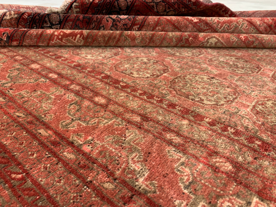 Handmade Persian Wool Area Rug 7x10 - Red Traditional Geometric Persian Style Rug - Exact Size 8'10" x 6'5" - KBHM-668
