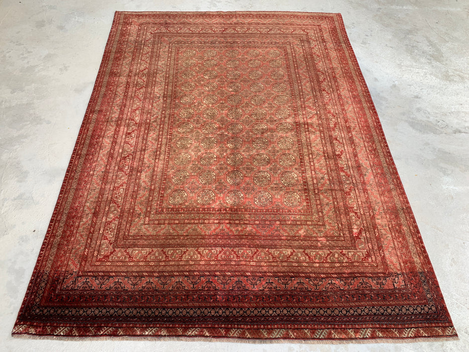 Handmade Persian Wool Area Rug 7x10 - Red Traditional Geometric Persian Style Rug - Exact Size 8'10" x 6'5" - KBHM-668