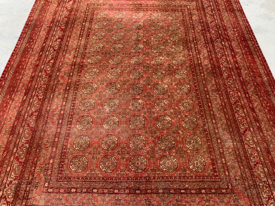 Handmade Persian Wool Area Rug 7x10 - Red Traditional Geometric Persian Style Rug - Exact Size 8'10" x 6'5" - KBHM-668