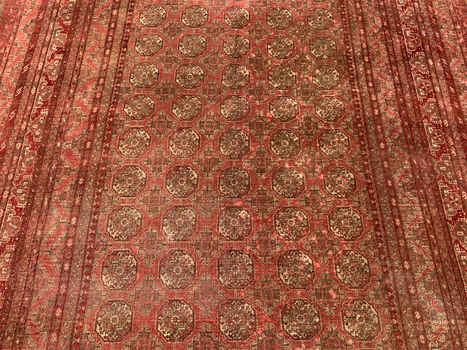 Handmade Persian Wool Area Rug 7x10 - Red Traditional Geometric Persian Style Rug - Exact Size 8'10" x 6'5" - KBHM-668