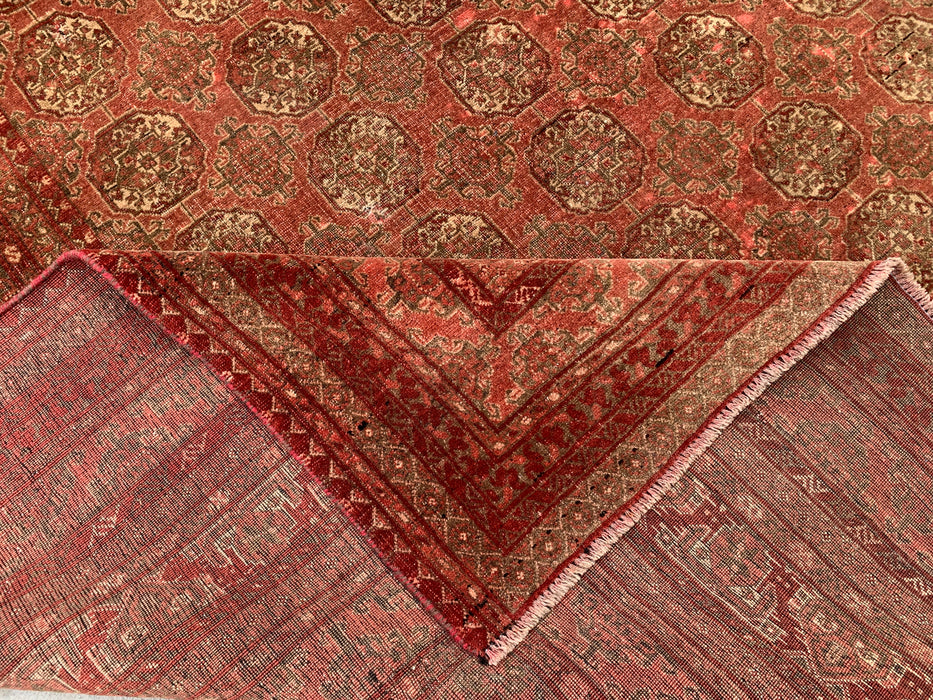 Handmade Persian Wool Area Rug 7x10 - Red Traditional Geometric Persian Style Rug - Exact Size 8'10" x 6'5" - KBHM-668