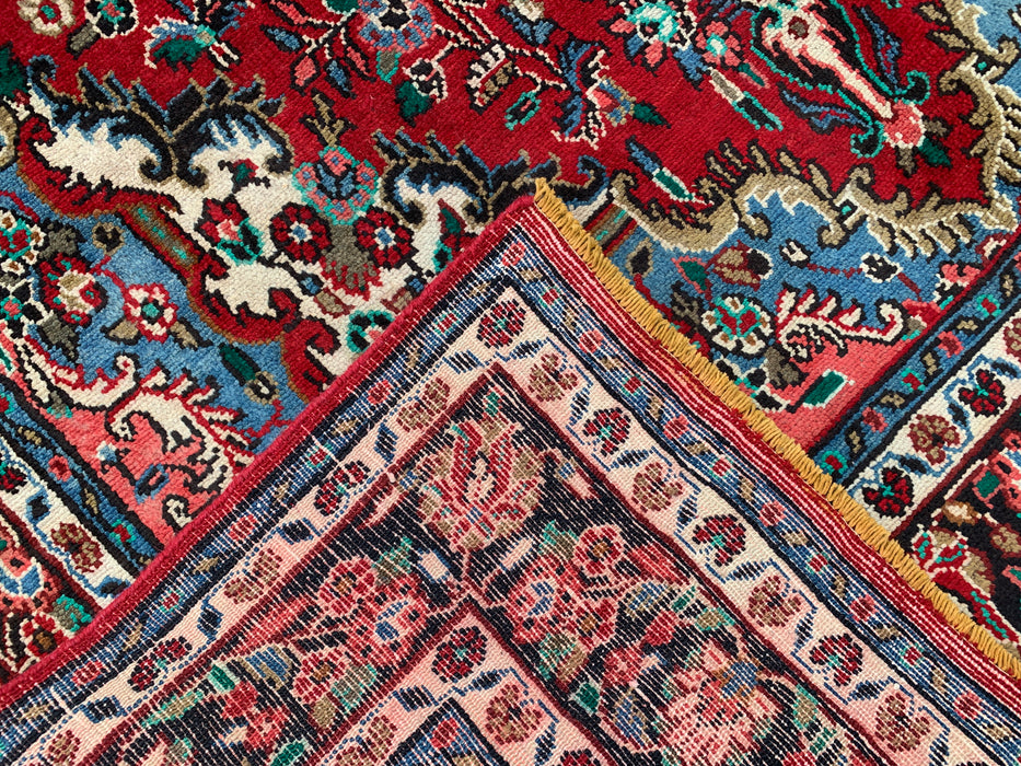 Handgemaakt Perzisch wollen vloerkleed 7x10 - Rood Perzisch tapijt met bloemenmedaillon - Exacte afmeting 10'1" x 6'9" - KBHM-669