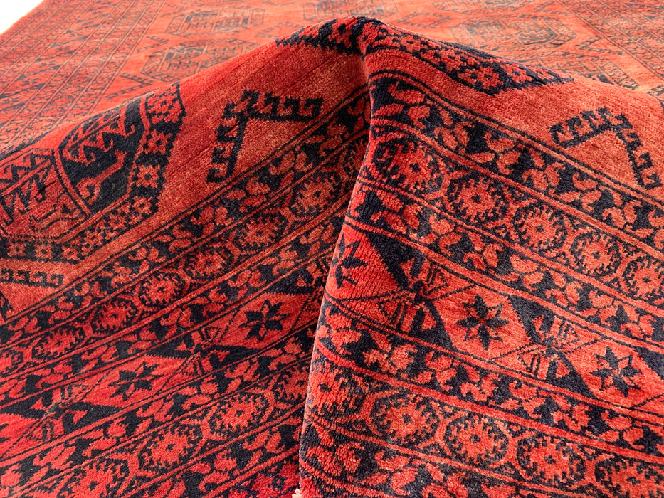 Handmade Persian Wool Area Rug 7x10 - Red Tribal Geometric Persian Style Rug - Exact Size 9'0" x 6'6" - KBHM-670