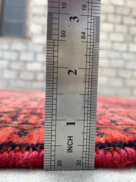Handmade Persian Wool Area Rug 7x10 - Red Tribal Geometric Persian Style Rug - Exact Size 9'0" x 6'6" - KBHM-670