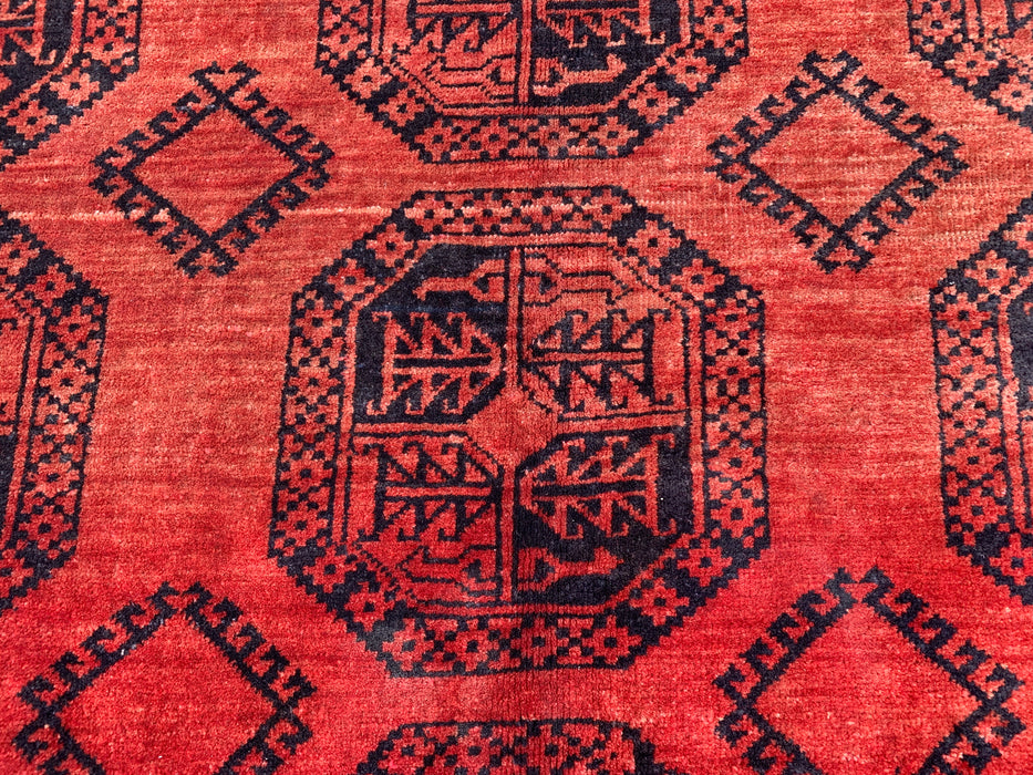 Handmade Persian Wool Area Rug 7x10 - Red Tribal Geometric Persian Style Rug - Exact Size 9'0" x 6'6" - KBHM-670