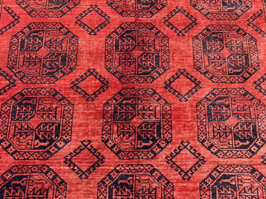Handmade Persian Wool Area Rug 7x10 - Red Tribal Geometric Persian Style Rug - Exact Size 9'0" x 6'6" - KBHM-670