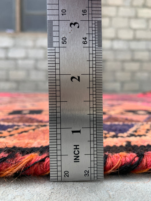 Handgemaakt Perzisch wollen vloerkleed 7x10 - Roze tribaal geometrisch Perzisch stijl kleed - Exacte afmeting 9'4" x 5'7" - KBHM-671