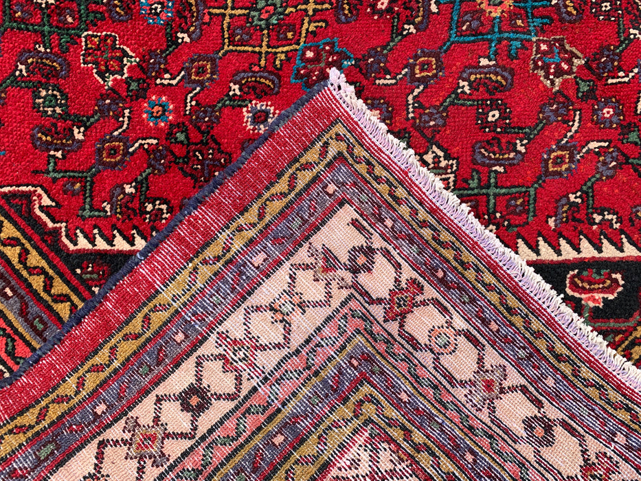 Handgemaakt Perzisch wollen vloerkleed 7x10 - Rood Perzisch tapijt in stammenstijl met medaillon - Exacte afmeting 10'2" x 6'8" - KBHM-672